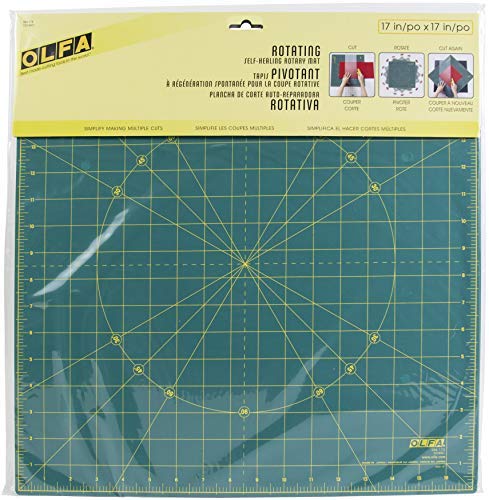 OLFA 17" x 17" Rotating Cutting Mat (RM-17S) - Self Healing 17x17 Inch Square Rotary Mat with Grid for Quilting, Sewing, Fabric, & Crafts, Rotates 360 Degrees, Use with Rotary Cutters (Green) - Image 4