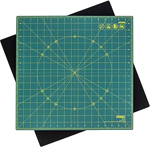 OLFA 17" x 17" Rotating Cutting Mat (RM-17S) - Self Healing 17x17 Inch Square Rotary Mat with Grid for Quilting, Sewing, Fabric, & Crafts, Rotates 360 Degrees, Use with Rotary Cutters (Green) - Image 2