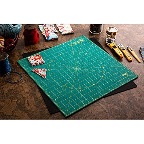 OLFA 17" x 17" Rotating Cutting Mat (RM-17S) - Self Healing 17x17 Inch Square Rotary Mat with Grid for Quilting, Sewing, Fabric, & Crafts, Rotates 360 Degrees, Use with Rotary Cutters (Green) - Image 5