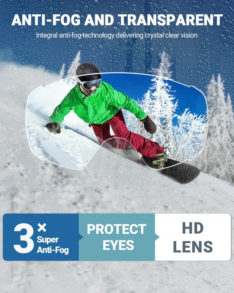 OutdoorMaster Ski Goggles with Cover Snowboard Snow Goggles OTG Anti-Fog for Youth Teenager, A02 Vlt 9.5% - Image 3