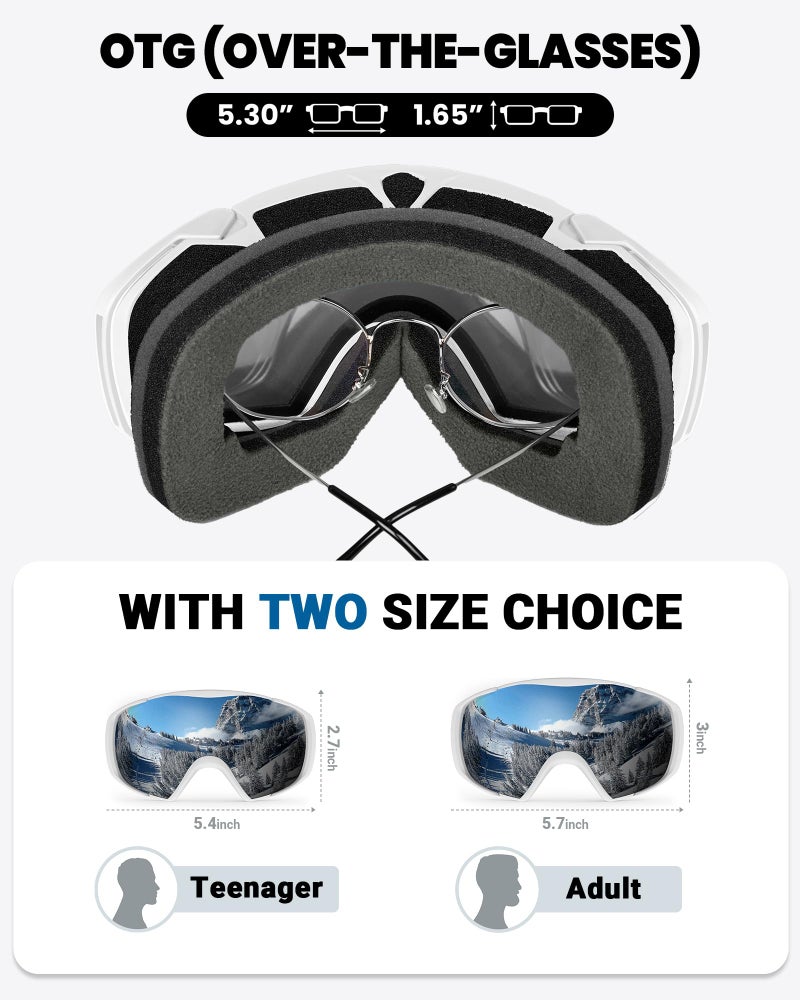 OutdoorMaster Ski Goggles with Cover Snowboard Snow Goggles OTG Anti-Fog for Youth Teenager, A02 Vlt 9.5% - Image 2
