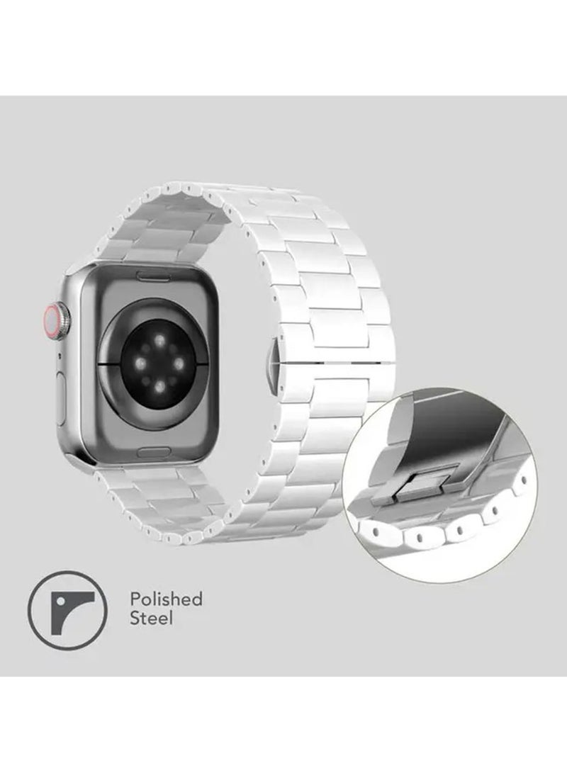 حزام ساعة الموسيقى الهادئة ذات الثلاث سلالات الخزفية لساعة أبل 38 / 40 / 41 ملم - أبيض - Image 2