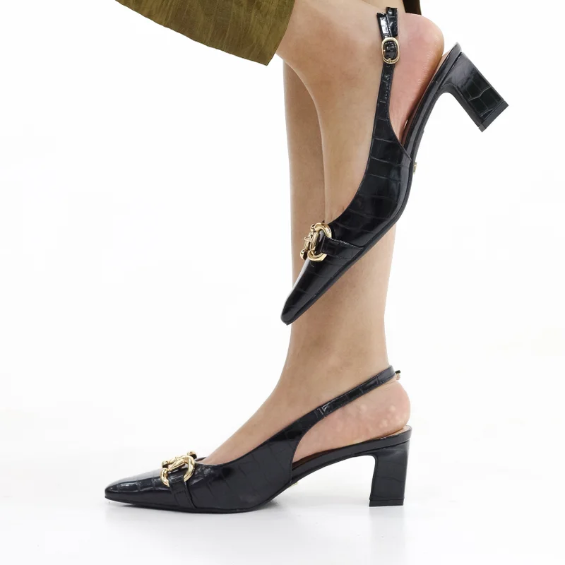 LAMARAPARIS ESPIRA BLOCK HEEL SLING BACK 6 CM HEEL WITH TRIM