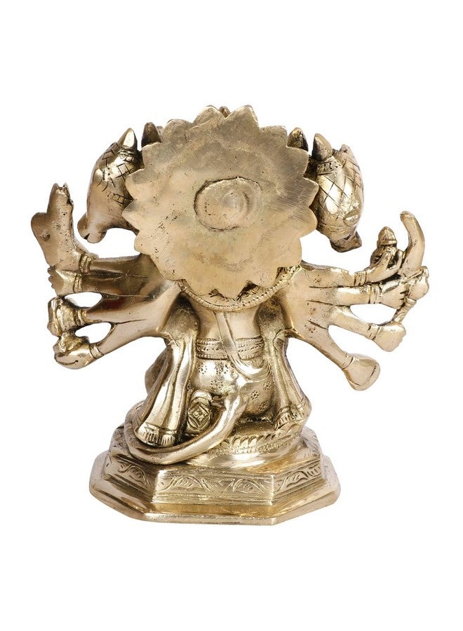 Kartique Brass Panchmukhi (Five Faced) Hanuman Bajrangbali Sankat Mochan Hanuman Idol Statue Murti on Strong Solid Base in Gold Color - Image 5