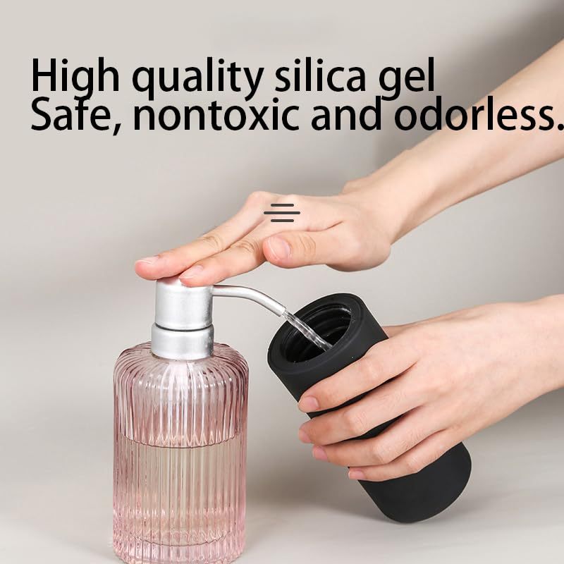 Dish Soap Dispenser: Black Silicone Squeeze Bottle - Countertop Liquid Soap Dispenser for Home Kitchen Bathroom Sink - Image 4