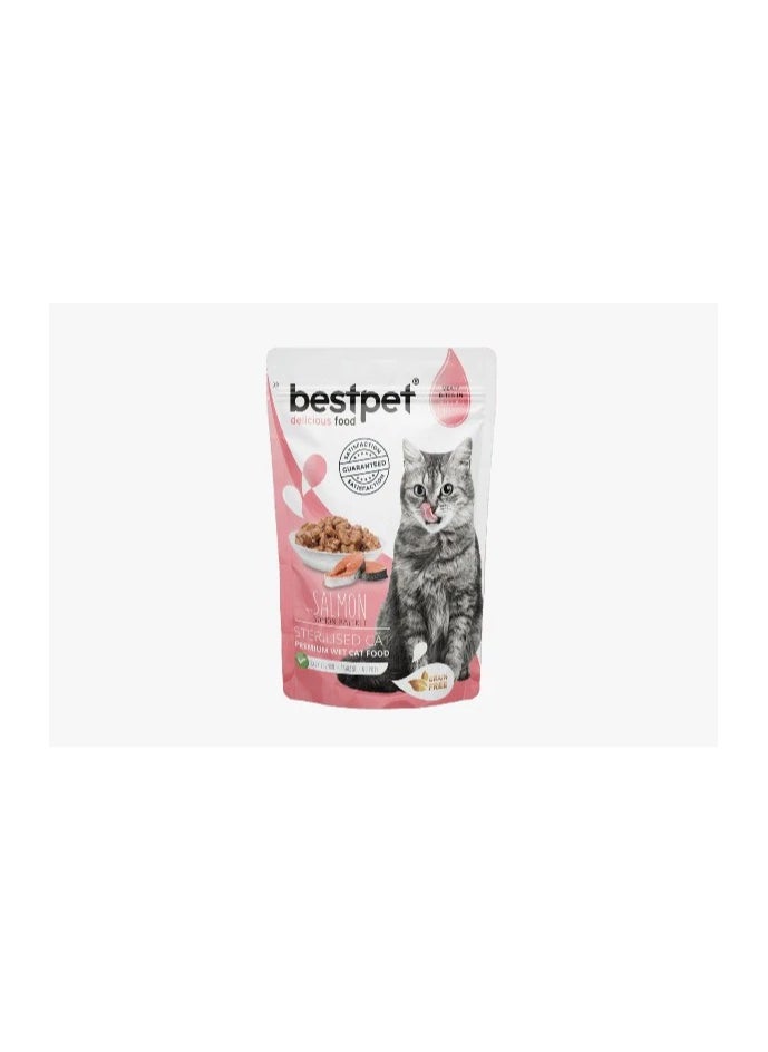 bestpet BestPet Pouch  Wet Food For Adult Cat With Salmon Sterilised 85g 