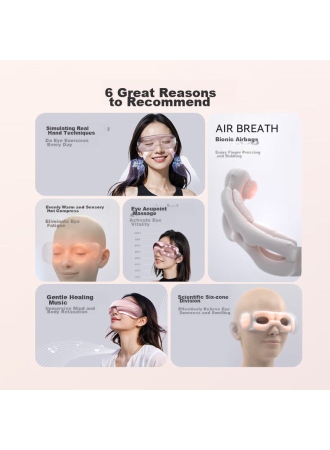 SKG Skg Eye Massager, Bionic Airbag Finger Massage, Visible Heat Therapy Portable Eye Care Device, Practical Gift For Elders, Boyfriends, Girlfriends, Birthdays, And New Years, E3-2 Fashion Pink Model  - Image 3