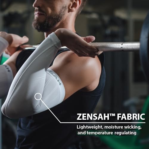 Zensah Compression Arm Sleeves - Made in USA, Thermal Arm Warmers for Cycling and Running with UV Sun Protection (Navy, Small/Medium) - Image 4