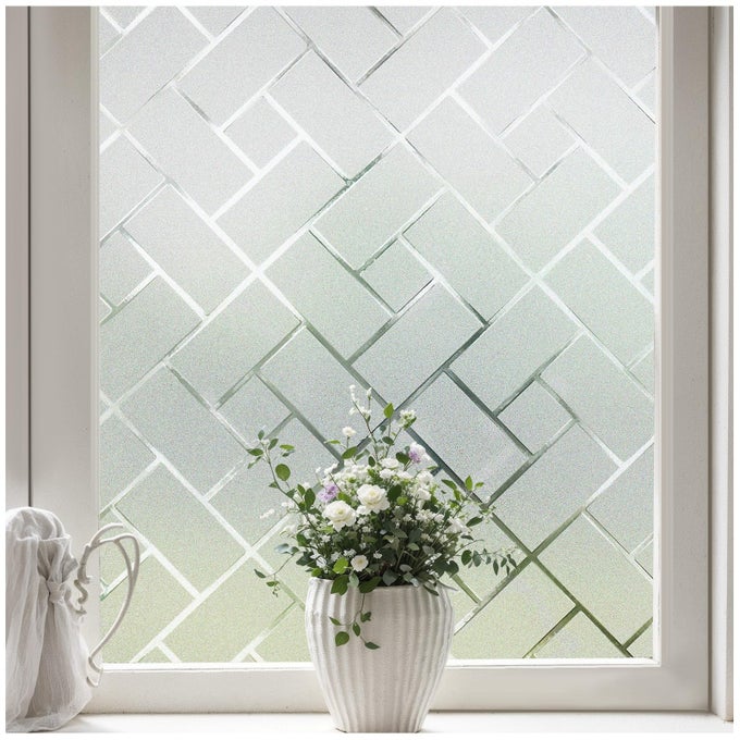 WINDOW FILM PRIVACY FROSTED GLASS FILM FOR WINDOWS STATIC CLINGS SELFADHESIVE FROSTING WINDOW COVER VINYL BLINDS FILM ANTI UV WINDOW SICKERS FOR HOME 45 X 200CM