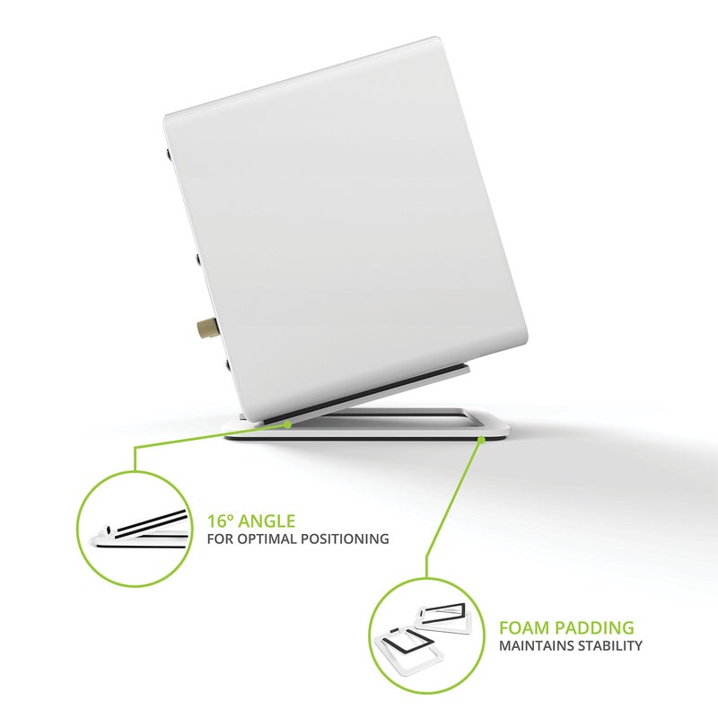 Kanto S2 Tilted Desktop Speaker Stands for Small Speakers & Compact 2â€-3â€ Studio Monitors | Supports 6 lbs | Damping Foam Padding | Pair | White - Image 3