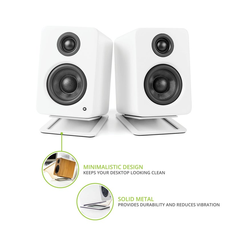 Kanto S2 Tilted Desktop Speaker Stands for Small Speakers & Compact 2â€-3â€ Studio Monitors | Supports 6 lbs | Damping Foam Padding | Pair | White - Image 2