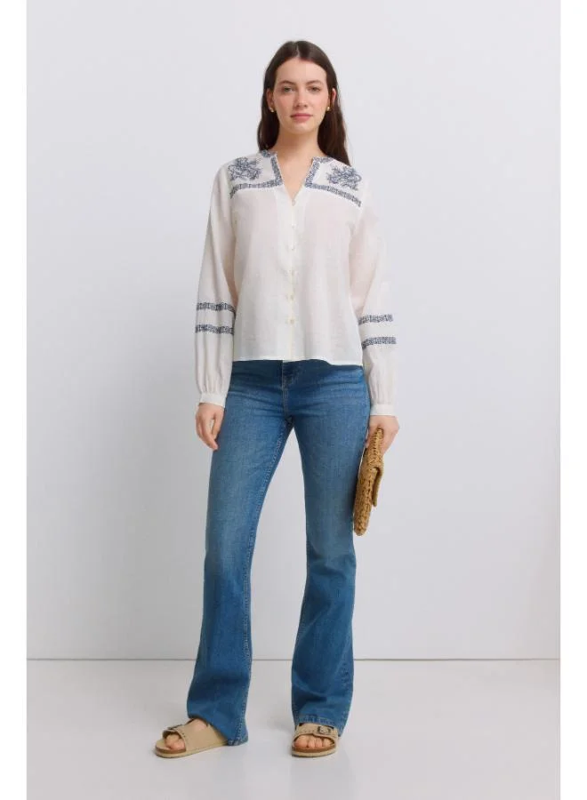 Embroidered long sleeve blouse