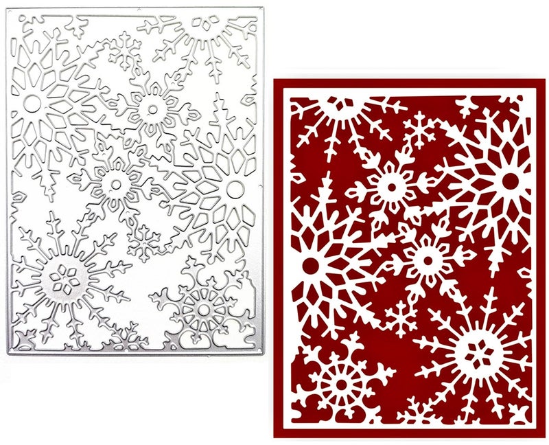 Kashoer Christmas Snowflake Frame Metal Die Cuts Snow Flower Cutting Dies for DIY Scrapbooking Card Making Paper Crafts Snowflake Frame 5 L x 374 W
