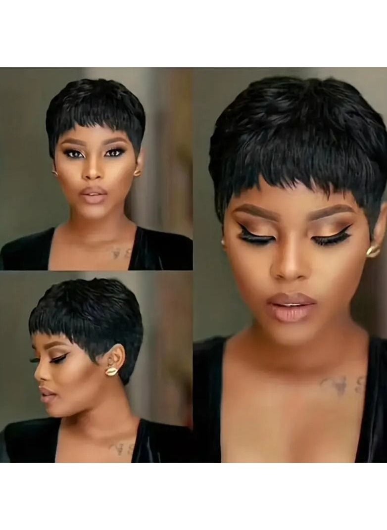 Generic 4 Inch Short Straight Layered Hair Wigs Short Pixie Cut Wigs For Women Synthetic Fiber Hair Replacement Wigs  - Image 1
