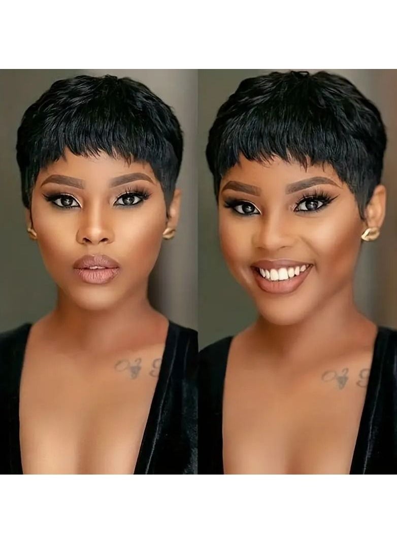 Generic 4 Inch Short Straight Layered Hair Wigs Short Pixie Cut Wigs For Women Synthetic Fiber Hair Replacement Wigs  - Image 3