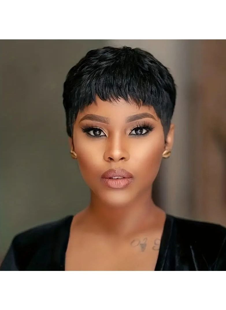 Generic 4 Inch Short Straight Layered Hair Wigs Short Pixie Cut Wigs For Women Synthetic Fiber Hair Replacement Wigs  - Image 2