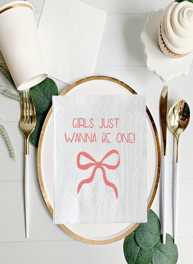 SWEETTALA Girls Just Wanna Be One Napkins 50 Pack White and Pink Bow First Birthday Cocktail Napkin Sweet One Bow Girl's 1st Baby Shower Party Decorations 3-Ply - Image 5