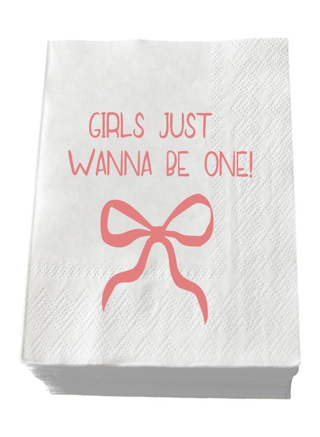 SWEETTALA Girls Just Wanna Be One Napkins 50 Pack White and Pink Bow First Birthday Cocktail Napkin Sweet One Bow Girl's 1st Baby Shower Party Decorations 3-Ply - Image 1
