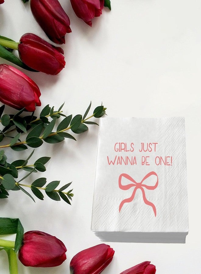 SWEETTALA Girls Just Wanna Be One Napkins 50 Pack White and Pink Bow First Birthday Cocktail Napkin Sweet One Bow Girl's 1st Baby Shower Party Decorations 3-Ply - Image 2