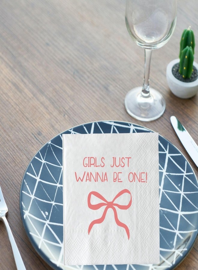SWEETTALA Girls Just Wanna Be One Napkins 50 Pack White and Pink Bow First Birthday Cocktail Napkin Sweet One Bow Girl's 1st Baby Shower Party Decorations 3-Ply - Image 4