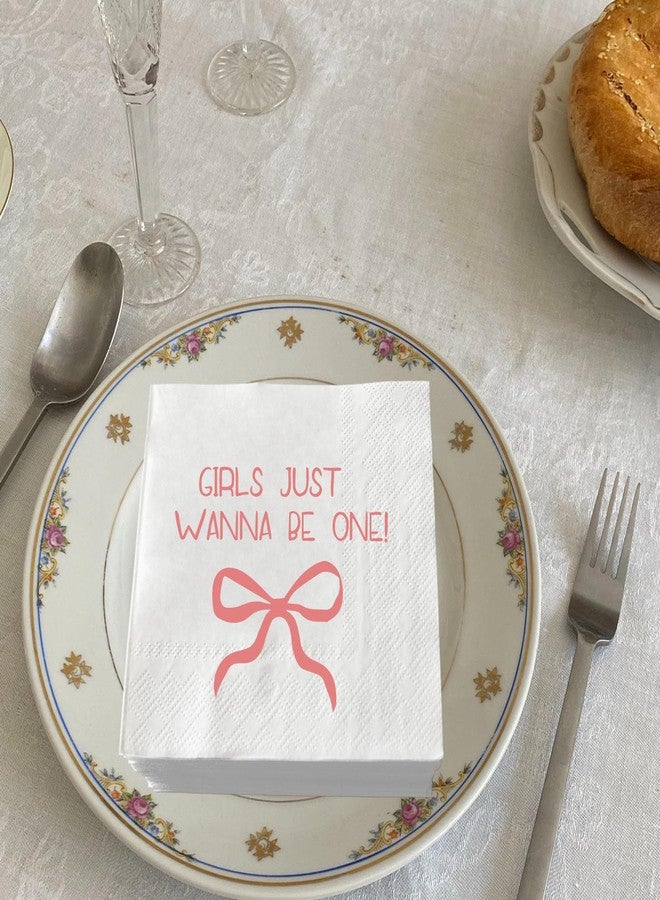 SWEETTALA Girls Just Wanna Be One Napkins 50 Pack White and Pink Bow First Birthday Cocktail Napkin Sweet One Bow Girl's 1st Baby Shower Party Decorations 3-Ply - Image 3
