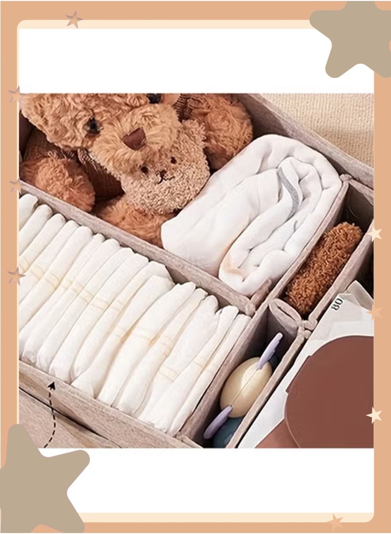 insular Large Capacity Felt Diaper Bag, 38×25×18cm Foldable Mommy Bag with Compartment Dividers, Thick Felt Baby Storage Organizer for Travel, Nursery & Daily Outings (Khaki） - Image 5