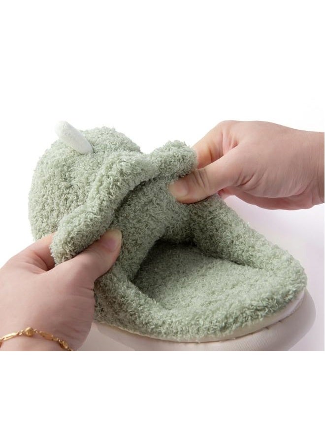 Caistre Adult Unisex Animal Slippers - Warm Plush Dinosaur Design Home Shoes - Funny Triceratops Non-Slip Bedroom Slippers, Green, 6.5-7.5 Women/5.5-6 Men - Image 2