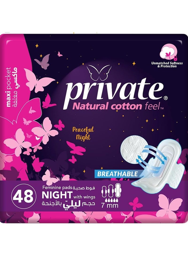 Private 48 PC Maxi Pocket Night Pads – Discreet Overnight Protection! 
