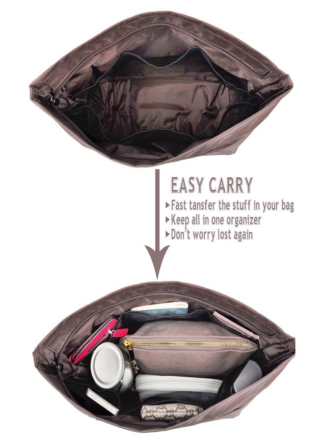 Vercord Handbag Purse Bag Insert Organizers Extra Thick Large Travel Handbag Organizer Coffee - Image 4