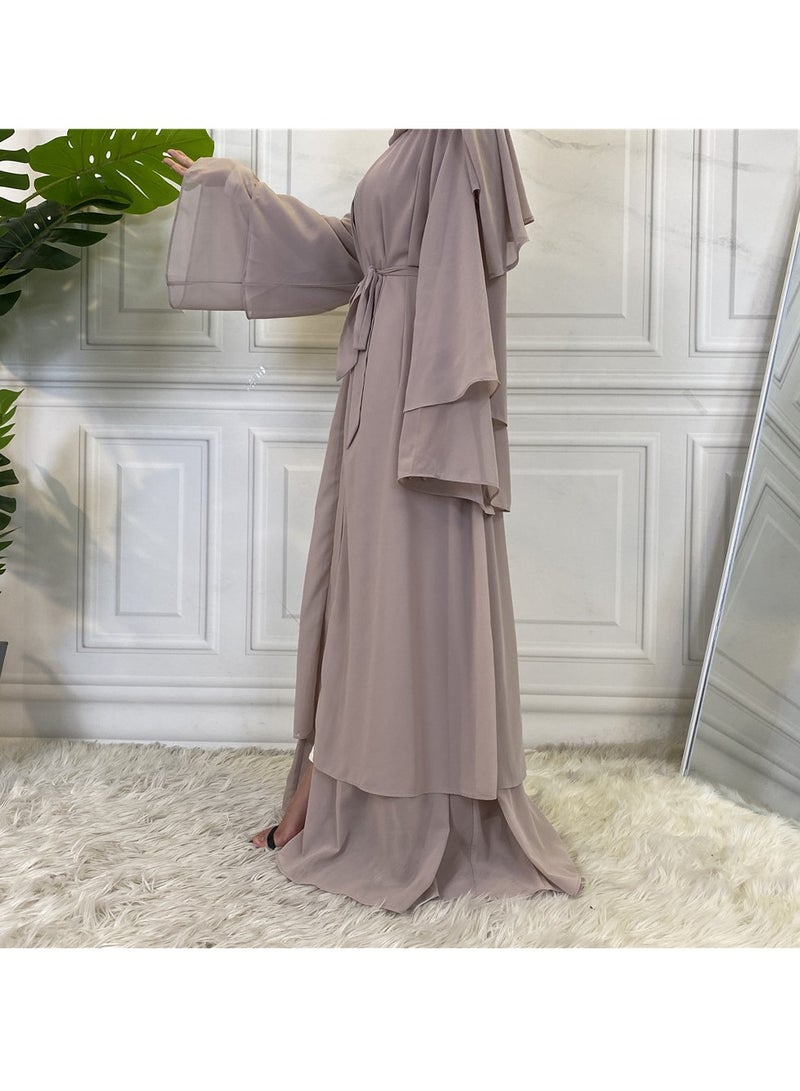 إسكدنيا عباية نسائية مريحة فستان إسلامي صلب فضفاض كارديجان طويل حجاب متين ورداء تنفس مفتوح الأمام كفتان فستان ماكسي للفتيات المراهقات  - Image 3