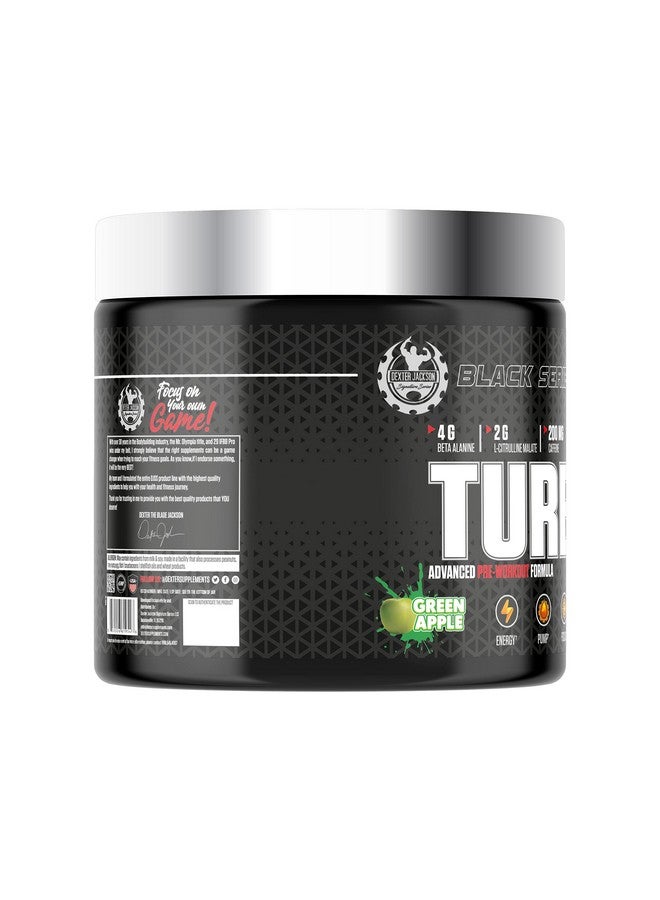 DEXTER JACKSON ديكستر جاكسون بلاك سيريز تيربو إتش بي أدفانس تركيبة ما قبل التمرين | نكهة التفاح الأخضر | 45 حصة، 450 جرام - Image 2