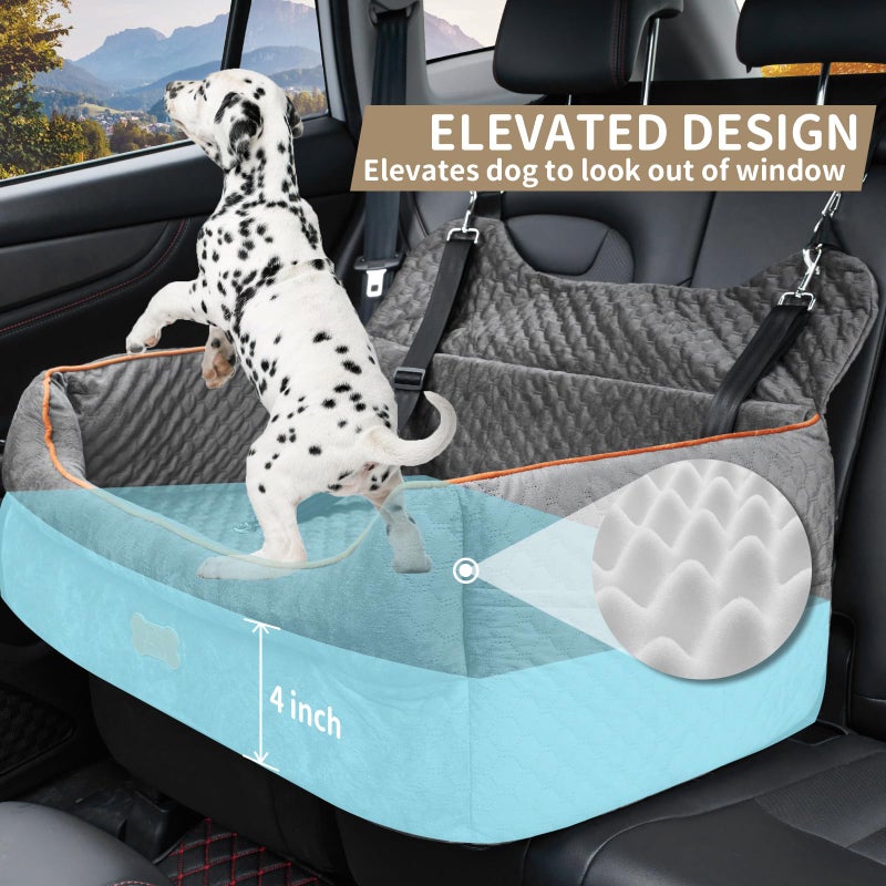 EUHAMS Dog Car Seat for Large/Medium Dogs - Memory Foam Dog Booster Seat for Under 55Lbs or 2 Small Dogs-Detachable and Washable Travel Bed with Thick Cushion and Storage Pockets-Grey - Image 3