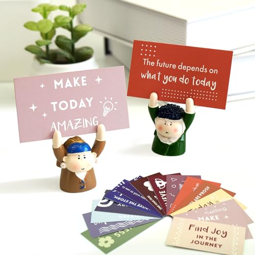 NOONEAU 2 PCS Inspirational Cute Office Decor - Motivational Quotes Desk Ornaments,Minimalist Inspirational Tiny Desktop Figurines - Ideal Gifts for Friends,Colleagues,Teachers,and Students(Men and Girl) - Image 1