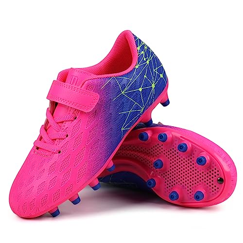 brooman Kids Firm Ground Soccer Cleats Boys Girls Athletic Outdoor Football Shoes (11.5,Fuchsia Purple) - Image 4