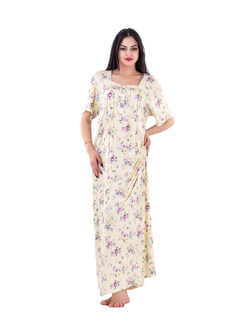 Dadoush Women's long half-sleeved nightgown for a dreamy femininity and elegance - Women's nightgown made of soft viscose to suit your skin  - Image 1