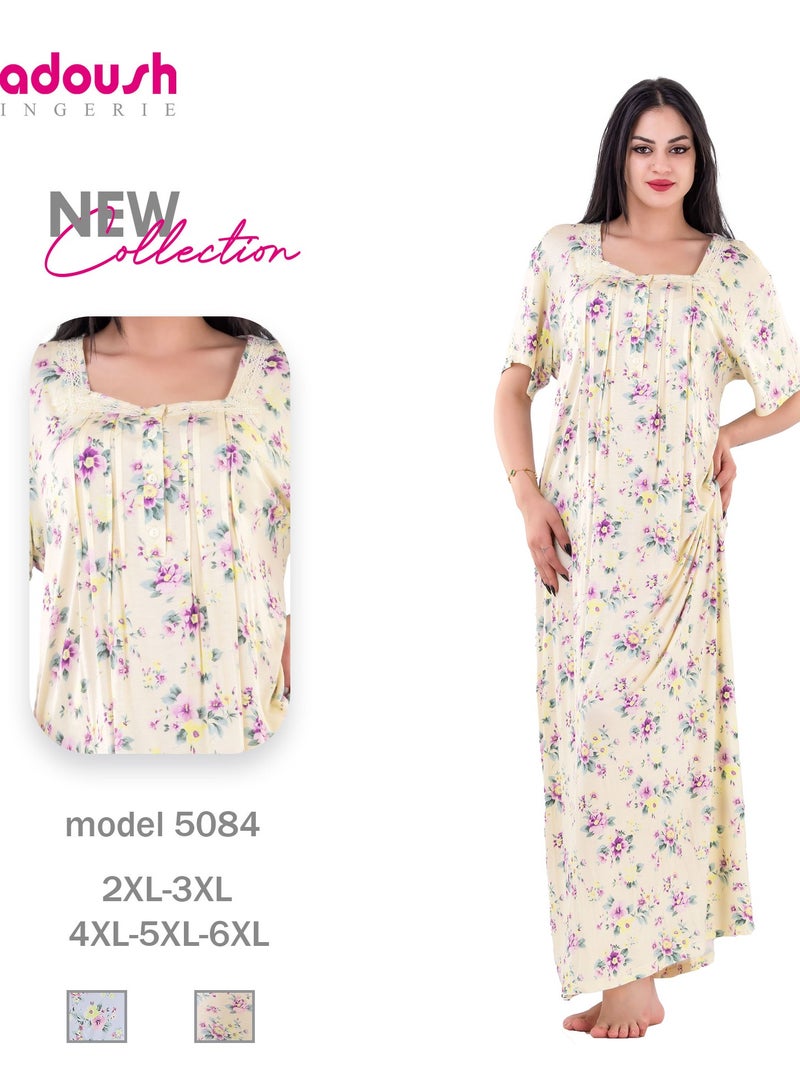 Dadoush Women's long half-sleeved nightgown for a dreamy femininity and elegance - Women's nightgown made of soft viscose to suit your skin  - Image 2
