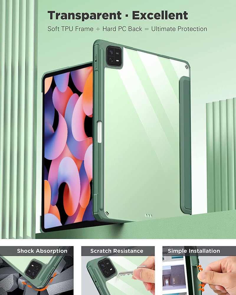 ProElite for Xiaomi Mi Pad 6 case Cover, Transaprent Flip Case for Xiaomi Mi Pad 6 11 inch with Pen Holder (Supports Auto Sleep Wake Function), Dark Green - Image 3