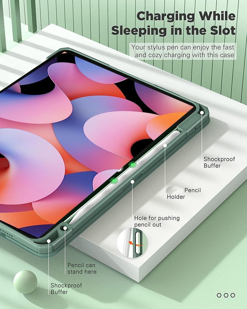 ProElite for Xiaomi Mi Pad 6 case Cover, Transaprent Flip Case for Xiaomi Mi Pad 6 11 inch with Pen Holder (Supports Auto Sleep Wake Function), Dark Green - Image 2