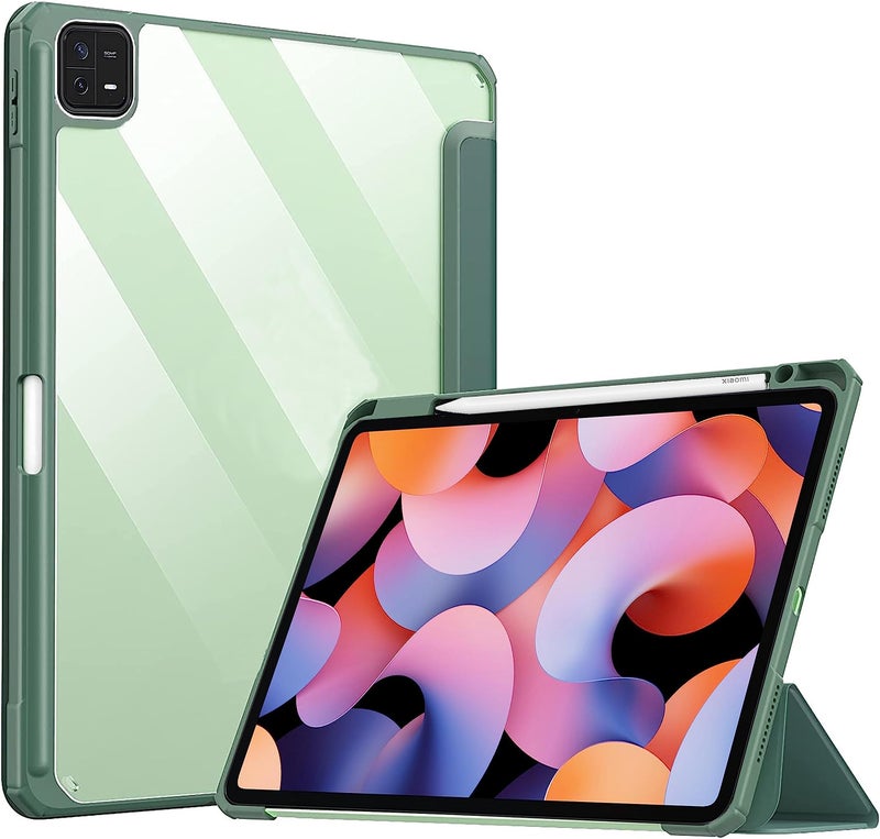 ProElite for Xiaomi Mi Pad 6 case Cover, Transaprent Flip Case for Xiaomi Mi Pad 6 11 inch with Pen Holder (Supports Auto Sleep Wake Function), Dark Green - Image 1