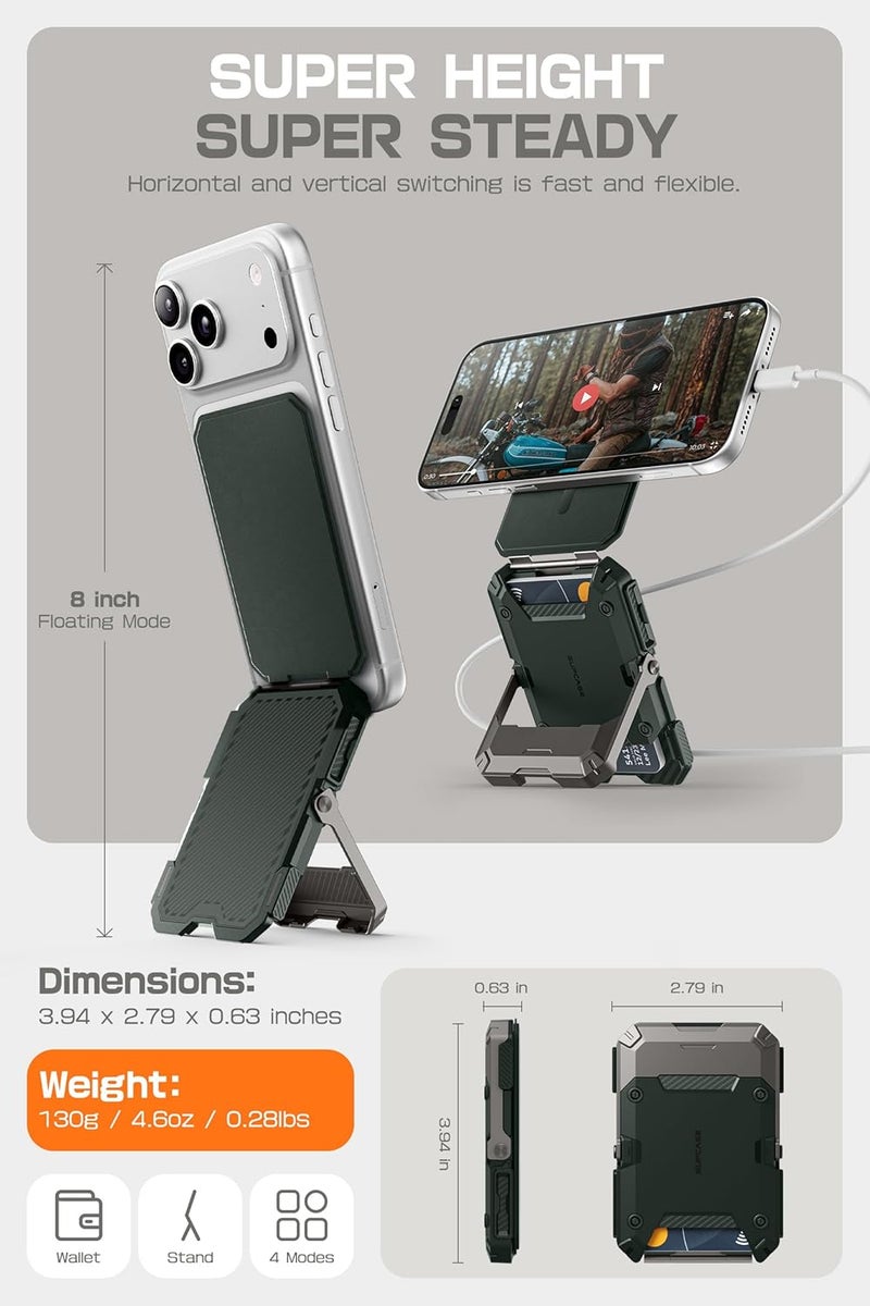 SupCase for MagSafe Wallet with Stand, Magnetic Wallet for Men, [Hold 5 Cards] [Adjustable Stand] [RFID Blocking] Phone Stand Credit Card Holder Tripod for iPhone 17/16/15/14/13/12 Series, Guldan - Image 5
