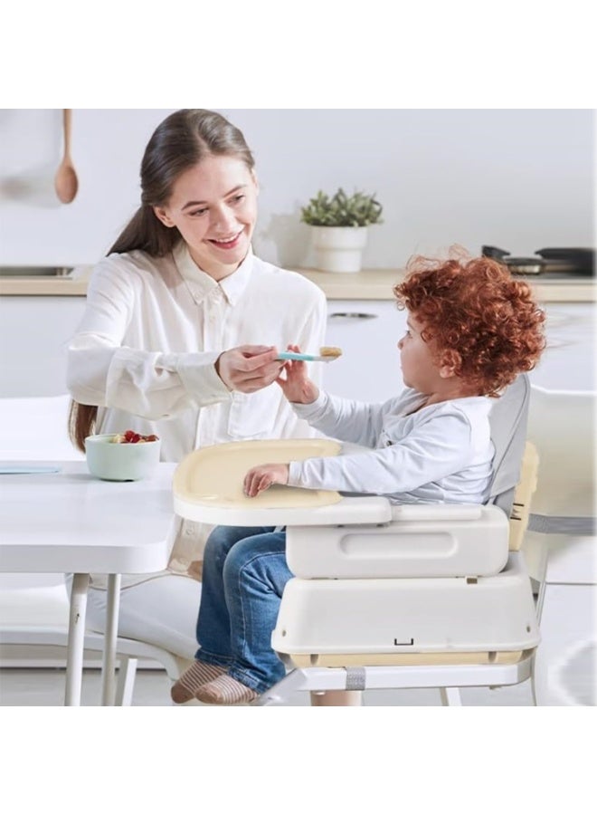 بريمو بلس كرسي طعام للأطفال و الرضع 3 في 1، كرسي مرتفع للاطفال، كرسي طعام قابل للطي، مع وسادة سهلة التنظيف وقابلة للازالة مع اقدام قابلة للتعديل والطي وحزام امان من 5 نقاط (بيج) - Image 3