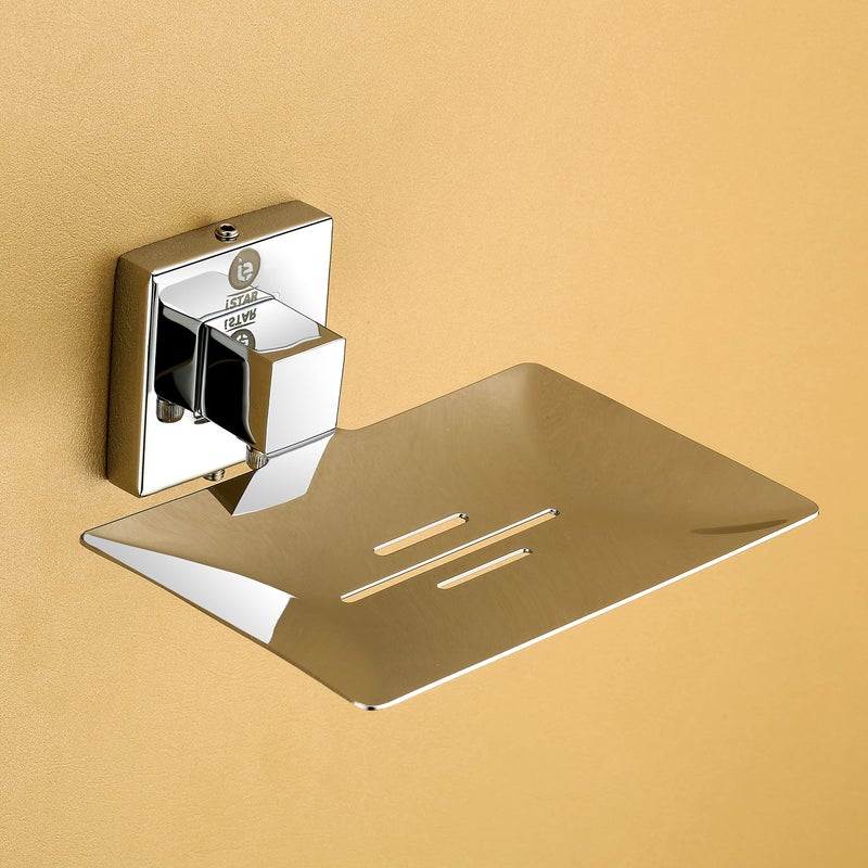 iSTAR Stainless Steel Chrome Finish Square Soap Dish Holder for Bathroom Soap Case/Soap Stand for Kitchen Bathroom Accessories - Image 1