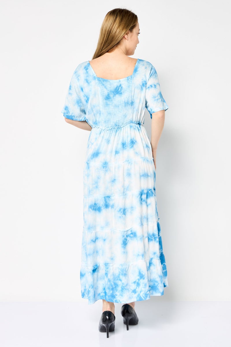 Willow & Whistle Women Tie Dye Maxi Dress, Multicolor - Image 4