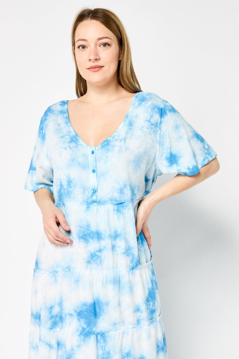 Willow & Whistle Women Tie Dye Maxi Dress, Multicolor - Image 2