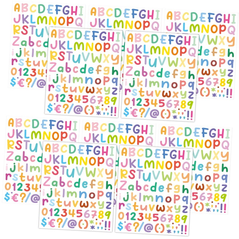 Colorful Alphabet Number Stickers 10 Sheets Self Adhesive for Scrapbooking Phone Cases Mailbox - Image 2