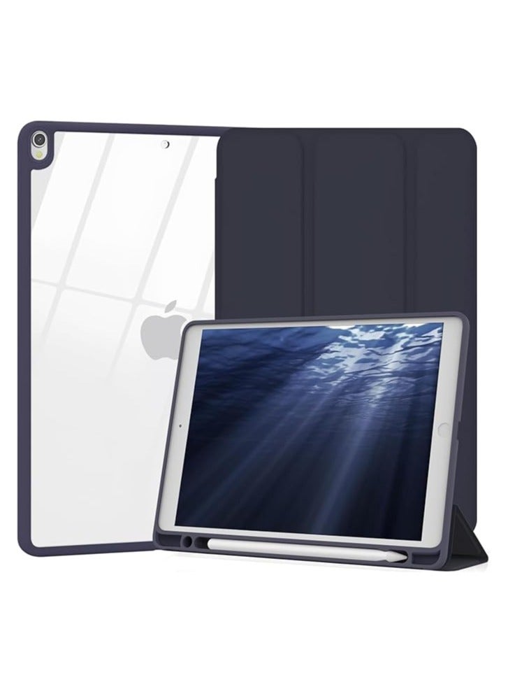 Compatible with iPad Air 3rd Generation Case, iPad Pro 10.5 Inch 2017 Case with Pencil Holder, Clear Back Cover with Stand for iPad Air 3rd Gen 10.5 inch 2019, dark blue