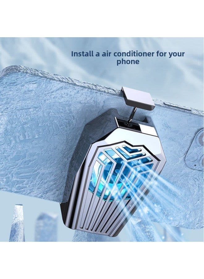 Mobile Phone Radiator Game Cooling Fan Semiconductor Wireless Charging Noiseless Unplugged Air-cooled Portable-Color:Black + 2 Qinglong Finger Cots (comes With Data Cable) - 【air-cooled Ice Clamp】 【 - Image 5