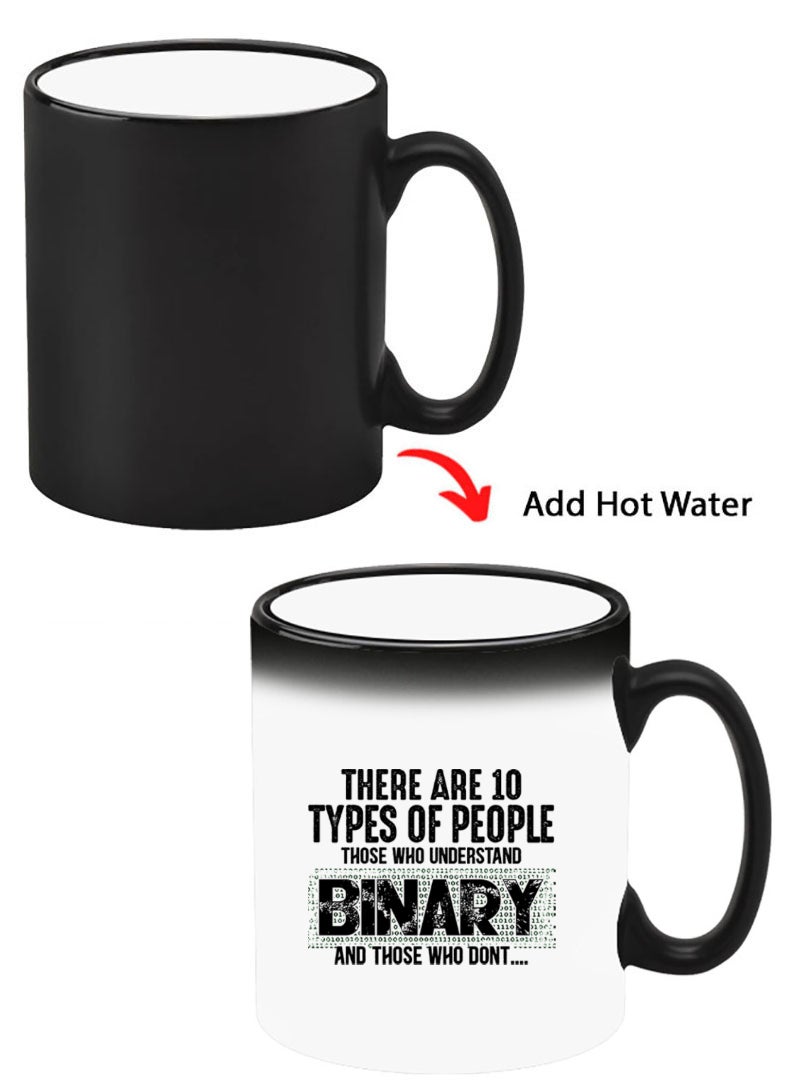 Theodor Color Changing Heat Sensitive Ceramic Mug, Image Revealed When HOT Liquid is Added! Binary Black - Image 1