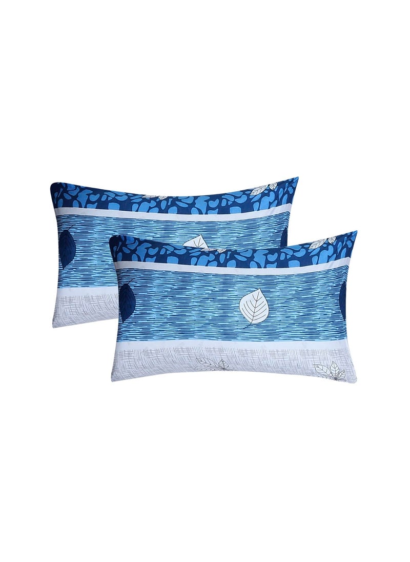 Status Contract Status Contract Cotton Rich Double Bedsheet with 2 Pillow Covers for Bed Room Home Hotel120 GSM Blue Stripes  - Image 5