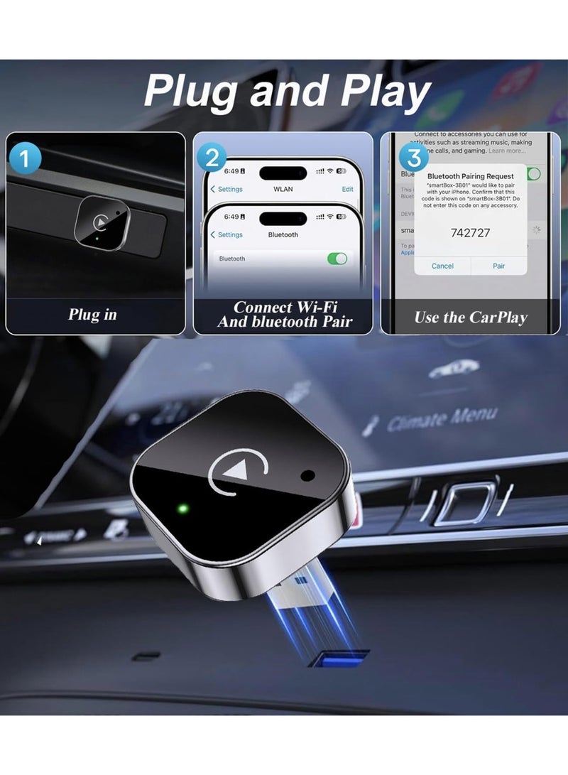 Wireless CarPlay Adapter & Android Auto Dongle, Fast Auto-Connect, Compact Plug & Play Wireless CarPlay Converter for iPhone & Android, USB/USB-C, No Delay, Seamless Reconnection (Black) - Image 5